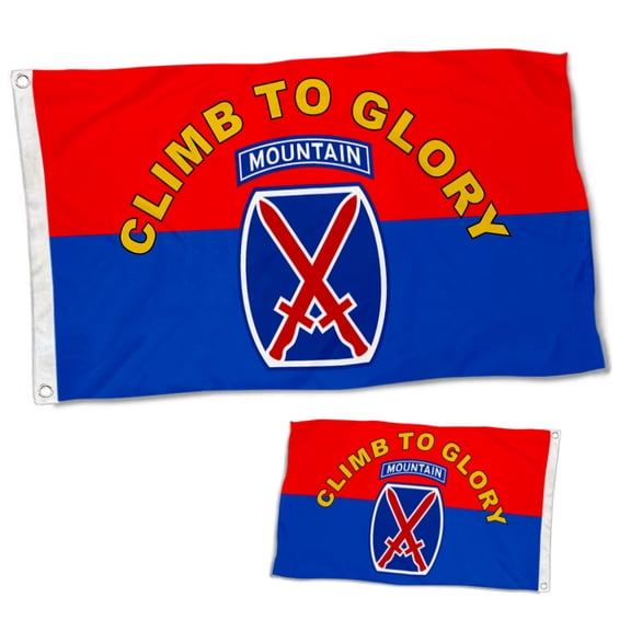 Dutern Double Sided Army 10th Mountain Division Climb to Glory Flag Banner 3 Ply with Brass Grommets 3x5 Feet