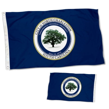 Dutern Double Sided City of North Charleston Flag, South Carolina Flags Banner 3 Ply with Brass Grommets 2x3 Feet