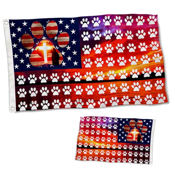 Dutern Double Sided Dog Grommet Flag Paws Flag Banner 3 Ply with Brass Grommets 2x3 Feet