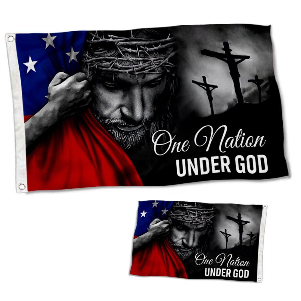 Dutern Double Sided Eagle Cross Nation Under God flag Bless American Faith Christians Jesus Banner 3 Ply with Brass Grommets 3x5 Feet