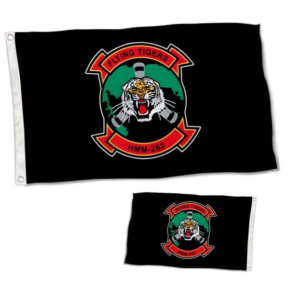 Dutern Double Sided Flying Tigers HMM 262 Flag Banner 3 Ply with Brass Grommets 12x18 Inch