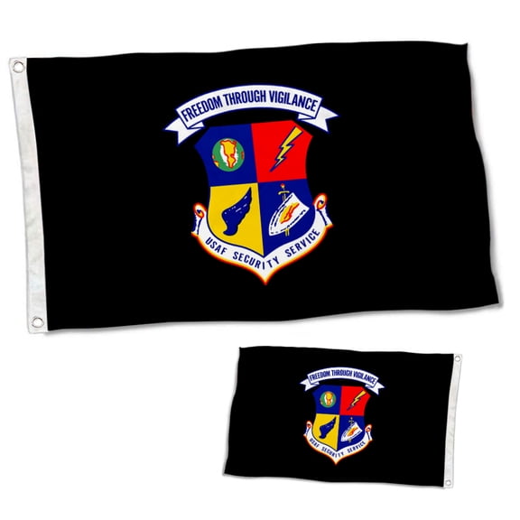 Dutern Double Sided Freedom Through Vigilance USAF Security Service Flag Banner 3 Ply with Brass Grommets 3x5 Feet