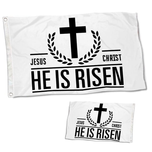 Dutern Double Sided Jesus He is Risen Flag Banner 3 Ply with Brass Grommets 12x18 Inch