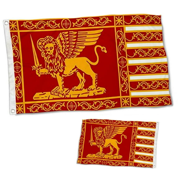 Dutern Double Sided Most Serene Republic of Venice Flag Banner 3 Ply with Brass Grommets 2x3 Feet