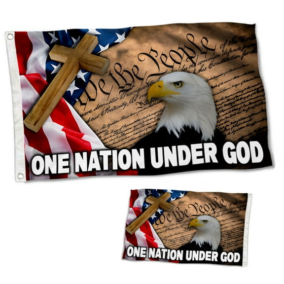 Dutern Double Sided One Nation Under God Flag America Eagle Cross Bible Christians Jesus Flags Banner 3 Ply with Brass Grommets 3x5 Feet