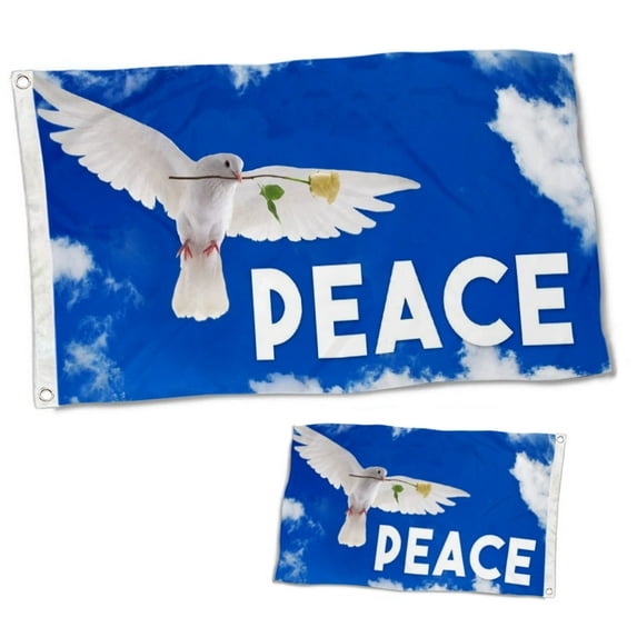 Dutern Double Sided Peace Dove Flag Banner 3 Ply with Brass Grommets 2x3 Feet