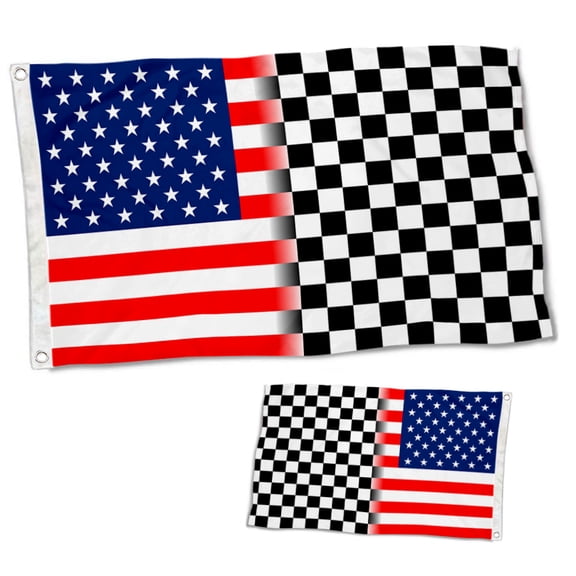 Dutern Double Sided Racing Flag Racing American Grommet Flag Banner 3 Ply with Brass Grommets 12x18 Inch