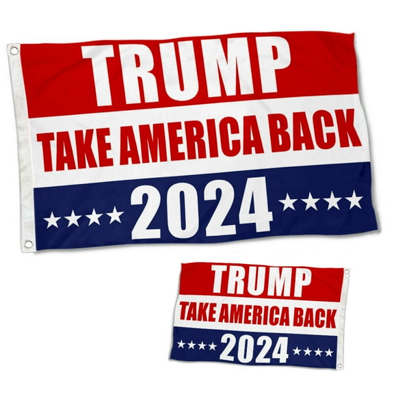 Dutern Double Sided Take America Back Trump 2024 Flag Banner 3 Ply with Brass Grommets 12x18 Inch