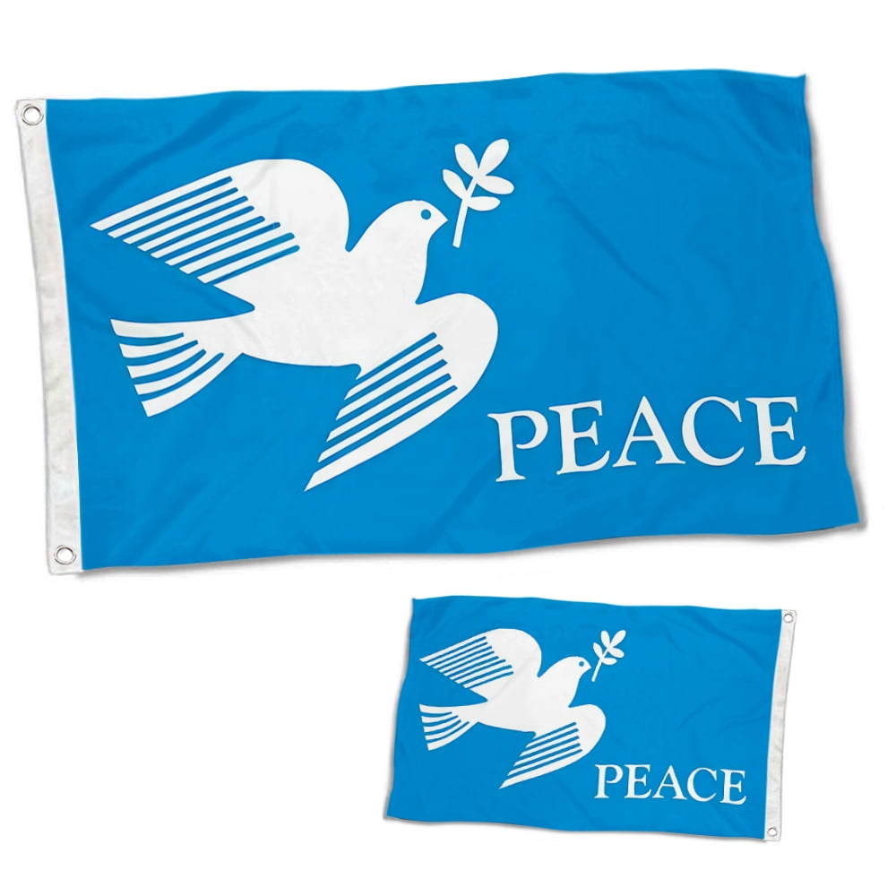 Dutern Double Sided The dove of peace love Peach Flag Banner 3 Ply with Brass Grommets 3x5 Feet