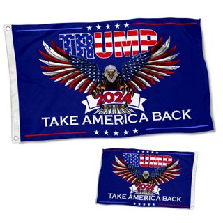 Trade Winds All Aboard The Trump Train Blue Double Sided 100D Woven Poly Nylon Flag 3x5 3'x5' Banner Grommets Heavy Duty (RUF