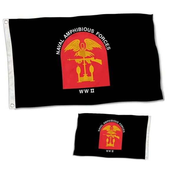 Dutern Double Sided US Military Naval Amphibious Forces WWII Flag Banner 3 Ply with Brass Grommets 12x18 Inch