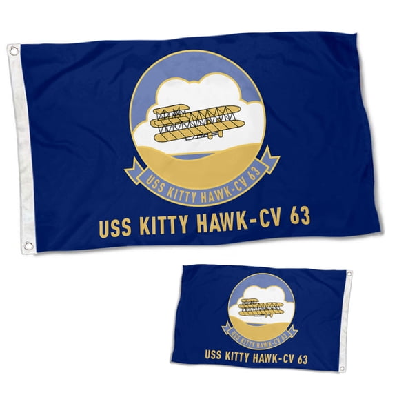 Dutern Double Sided USN U.S.S. Kitty Hawk CV-63 flags Banner 3 Ply with Brass Grommets 12x18 Inch