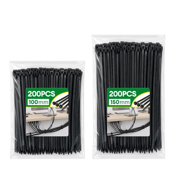 Dutevolns Black Nylon Zip Ties, 400 Count, Heavy Duty Self-Locking Cable Ties for Wire Management, Home, Office, Garden and Workshop