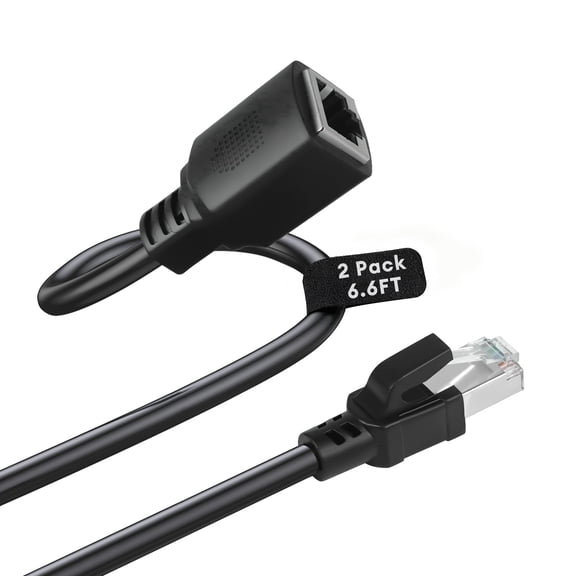Dutevolns Cat 6 Ethernet Extension Cable - 6ft(2Pack) RJ45 Extender Male to Female Network Cable Shielded Computer LAN Connector Patch Cable for Router Modem Smart TV PC Laptop