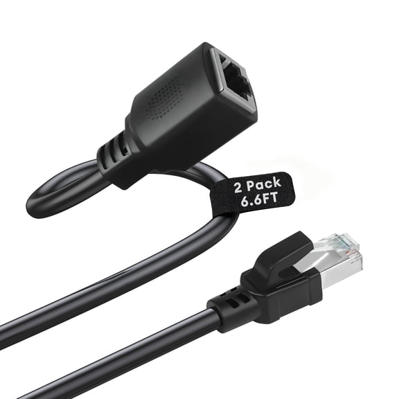 Dutevolns Cat 6 Ethernet Extension Cable - 6ft(2Pack) RJ45 Extender Male to Female Network Cable Shielded Computer LAN Connector Patch Cable for Router Modem Smart TV PC Laptop