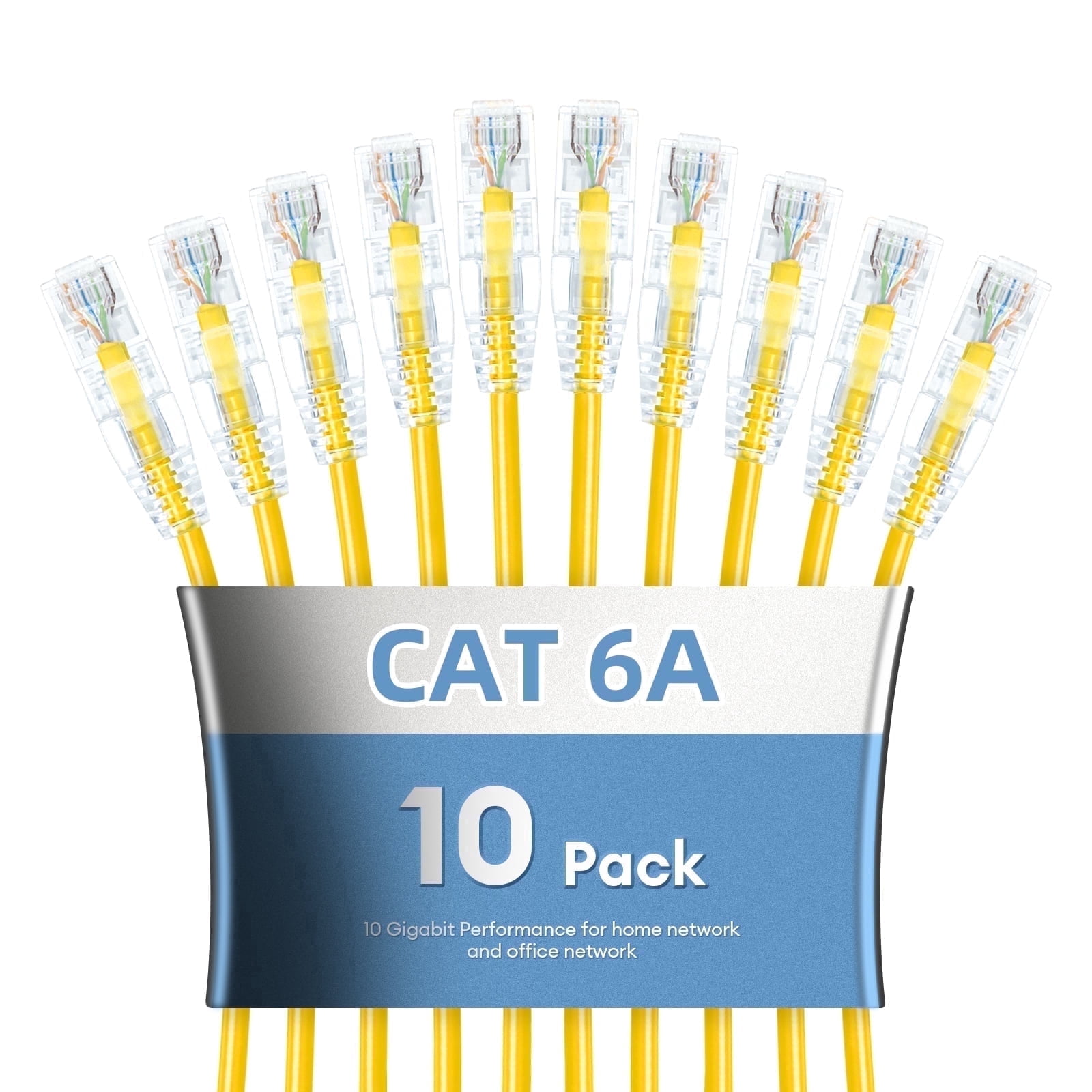 Dutevolns Cat6A Ethernet Patch Cable 1.64 FT (10 Pack), Slim Cat 6 Patch Cables 10Gbps 550Mhz, UTP Pure Copper Patch Cables Cat6, Flexible Thin Cat6a Patch Cable for Network Devices Setup