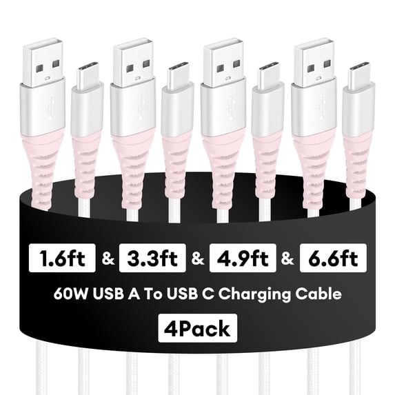 Dutevolns USB C Cable, 4 Pack(1.6/3.3/4.9/6.6ft) Type C Charging Cords, Nylon Braided 3A Plug and Play Cable Compatible with IPhone 16/15, Samsung Galaxy