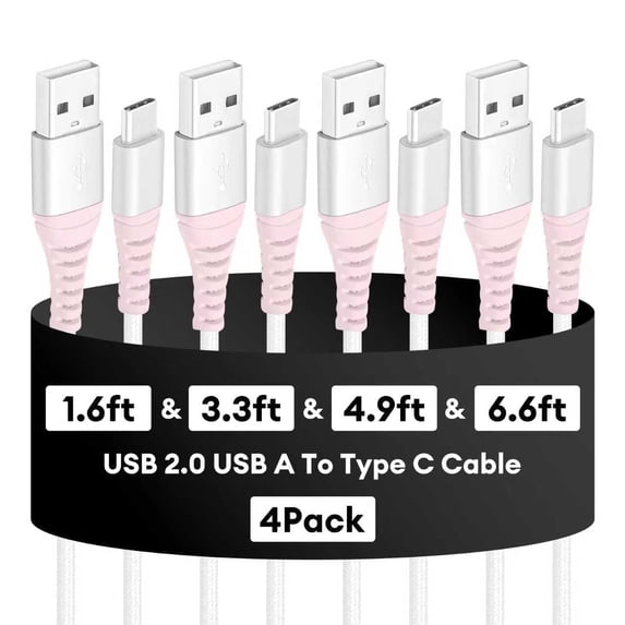 Dutevolns USB C Cable, 4 Pack(1.6/3.3/4.9/6.6ft) Type C Charging Cords, Nylon Braided 3A Plug and Play Cable Compatible with IPhone 16/15, Samsung Galaxy