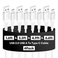 thumbnail image 1 of Dutevolns USB C Cable, 4 Pack(1.6/3.3/4.9/6.6ft) Type C Charger Cords, Nylon Braided 3A USB A to C Fast Charging Cable Compatible with iPhone 16/15, Samsung Galaxy, White, 1 of 11