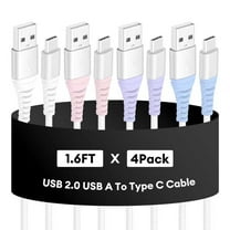 Dutevolns USB-C To USB-A Charging Cable 1.6ft-4 Pack, Fast Charging Nylon Braided USB A to Type C Cable Compatible Compatible with iPhone 16/15, Samsung Galaxy, Multi-Color