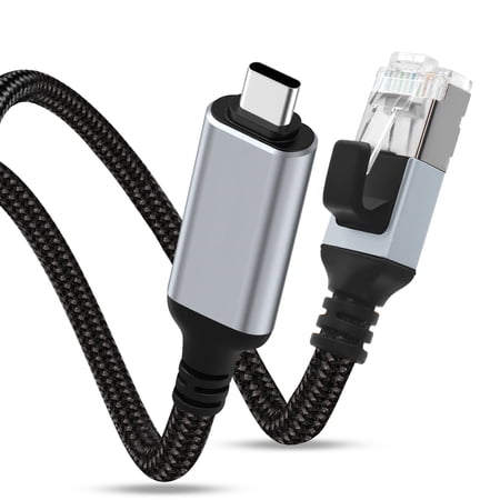 Dutevolns USB to Ethernet Adapter 6.6ft, USB C to RJ45 Nylon Braided Male Cable Directly Connected Gigabit LAN Network, Compatible for MacBook Pro, iPad Pro, Smartphone, PC