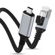 Dutevolns USB-C RJ45 Ethernet Adapter Cable 6.6 ft, Nylon Braided Gigabit Network Cord for MacBook, Smartphone, PC