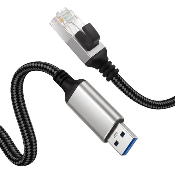Dutevolns USB to Ethernet Adapter 6.6FT, Nylon Braided Gigabit Network Adapter for MacBook, Smartphone, PC