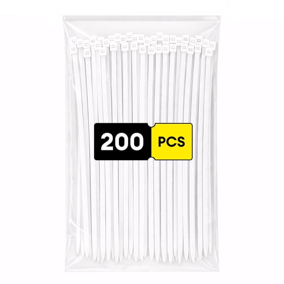 Dutevolns White Cable Ties 200Pack, 6in Heavy Duty Multi-Purpose Self-Locking Nylon Cable Management, Plastic Wire Ties for Home, Office, Garden, Workshop