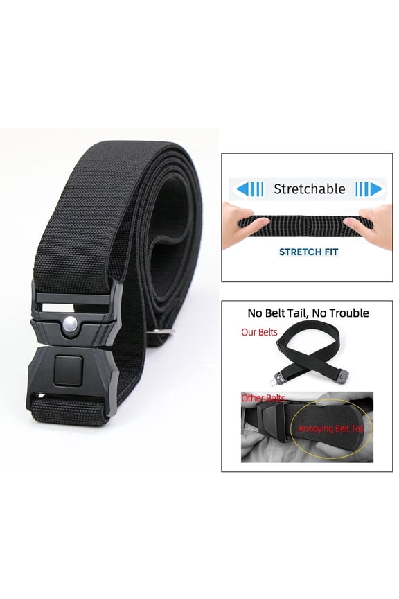 Belt for Men with Stretch,1.5" Elastic Nylon High Quality Strap, Hiking Rigger Work Belt with Heavy Duty Quick Release Buckle
