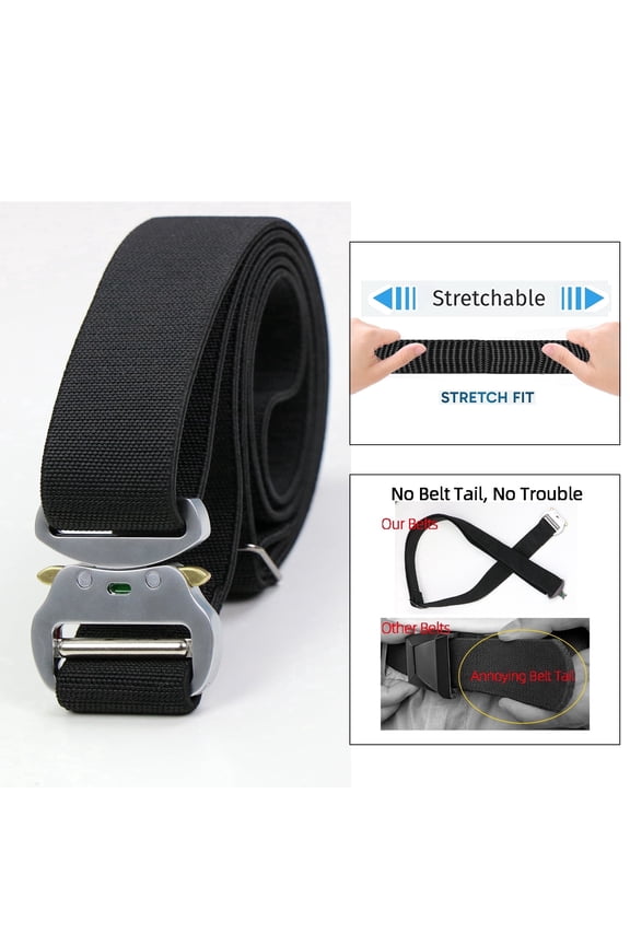 Belt for Men with Stretch,1.5" Elastic Nylon High Quality Strap, Hiking Rigger Work l Belt with Heavy Duty Quick Release Buckle