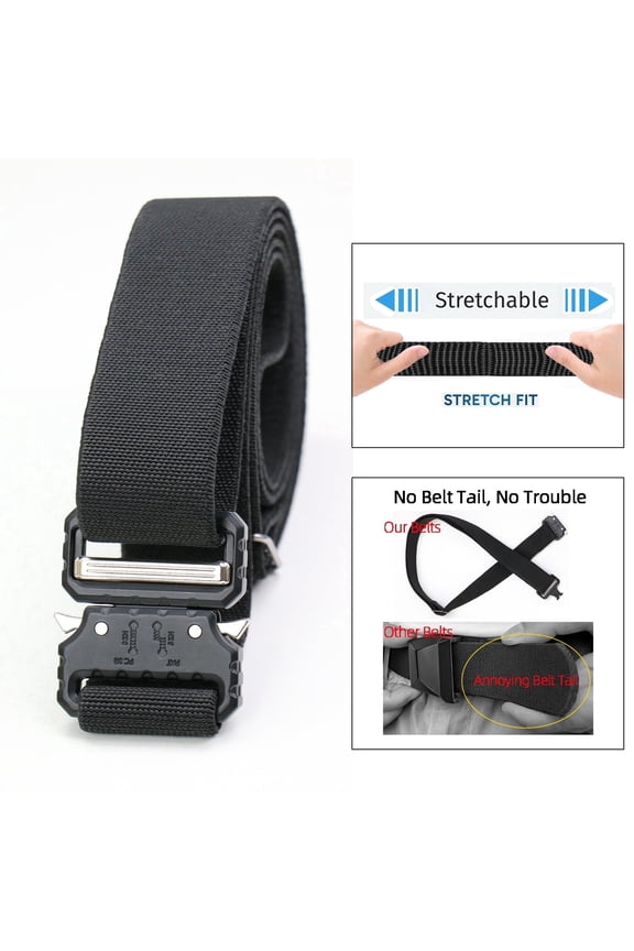 Belt for Men with Stretch,1.5" Elastic Nylon High Quality Strap, Hiking Rigger Work l Belt with Heavy Duty Quick Release Buckle