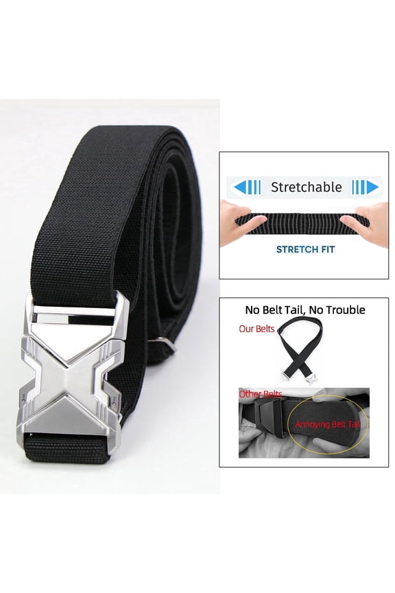 Belt for Men with Stretch,1.5" Elastic Nylon High Quality Strap, Hiking Rigger Work l Belt with Heavy Duty Quick Release Buckle