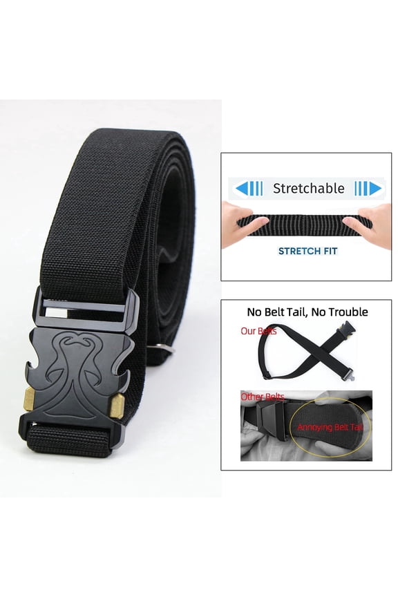 Belt for Men with Stretch,1.5" Elastic Nylon High Quality Strap, Hiking Rigger Work l Belt with Heavy Duty Quick Release Buckle