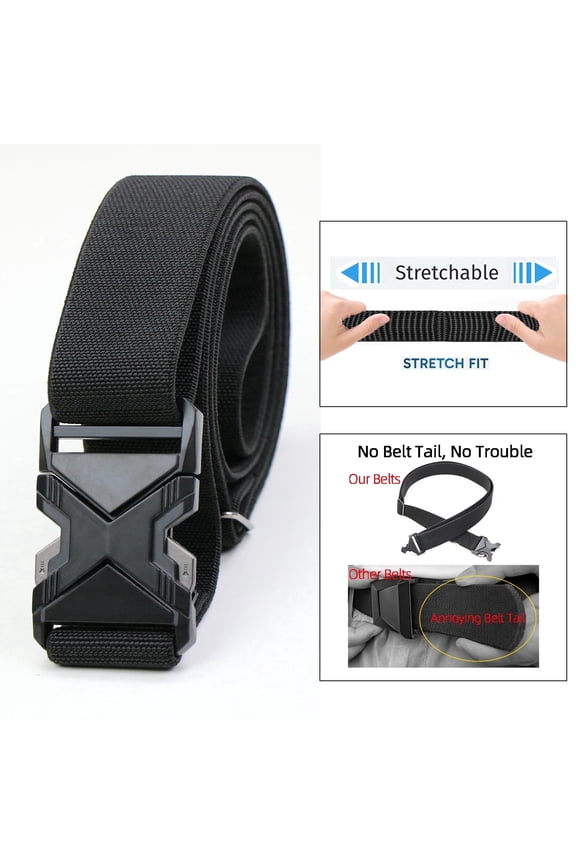 Belt for Men with Stretch Leisure,1.5" Elastic Nylon High Quality Strap, Hiking Rigger Work l Belt with Heavy Duty Quick Release Buckle