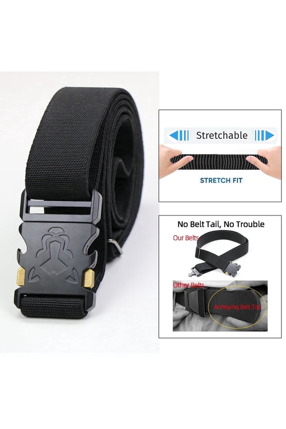 Stretch Belt for Men,1.5" Elastic Nylon High Quality Strap, Hiking Rigger Work Belt with Heavy Duty Quick Release Buckle