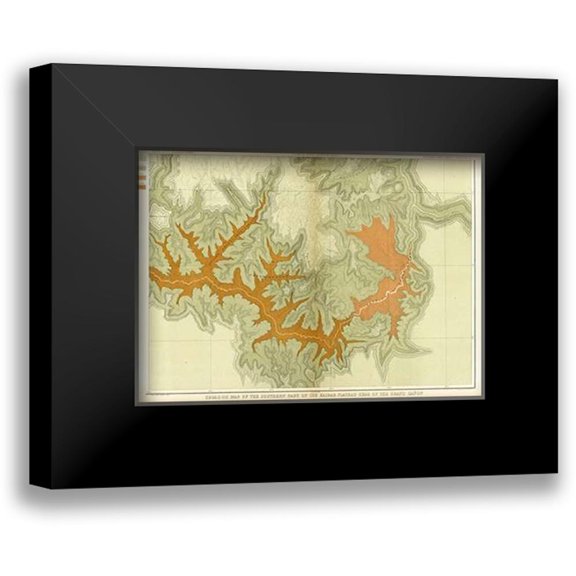 Dutton, Clarence 14x11 Black Modern Framed Museum Art Print Titled - Grand Canyon - Geologic Map of The Southern Part of The Kaibab Plateau (Part IV. South-Eastern Sheet
