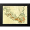 thumbnail image 1 of Dutton, Clarence 24x19 Black Modern Framed Museum Art Print Titled - Grand Canyon - ComVintageite: Geologic map, S. pt. Kaibab Plateau. I-IV, 1882, 1 of 4