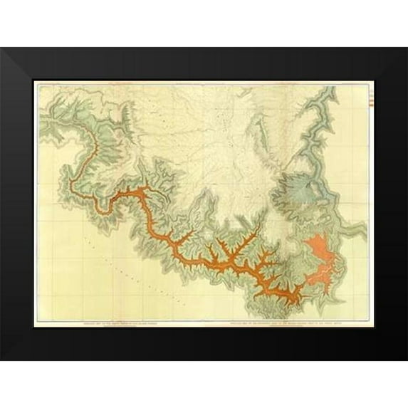 Dutton, Clarence 24x19 Black Modern Framed Museum Art Print Titled - Grand Canyon - ComVintageite: Geologic map, S. pt. Kaibab Plateau. I-IV, 1882