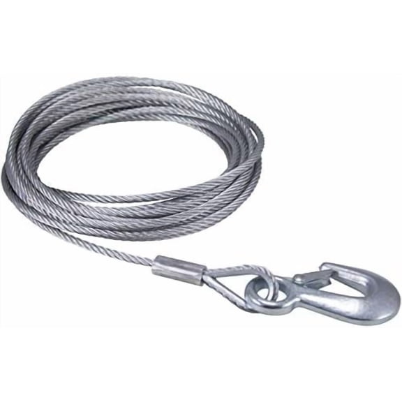 Dutton-Lainson Company (6361) 7/32" x 25" Winch Cable with Hook - 7 x 19 Galvanized Aircraft Cable for Safe Working Loads - Flexible, High Strength, Marine-Grade for Boat Trailer Winches