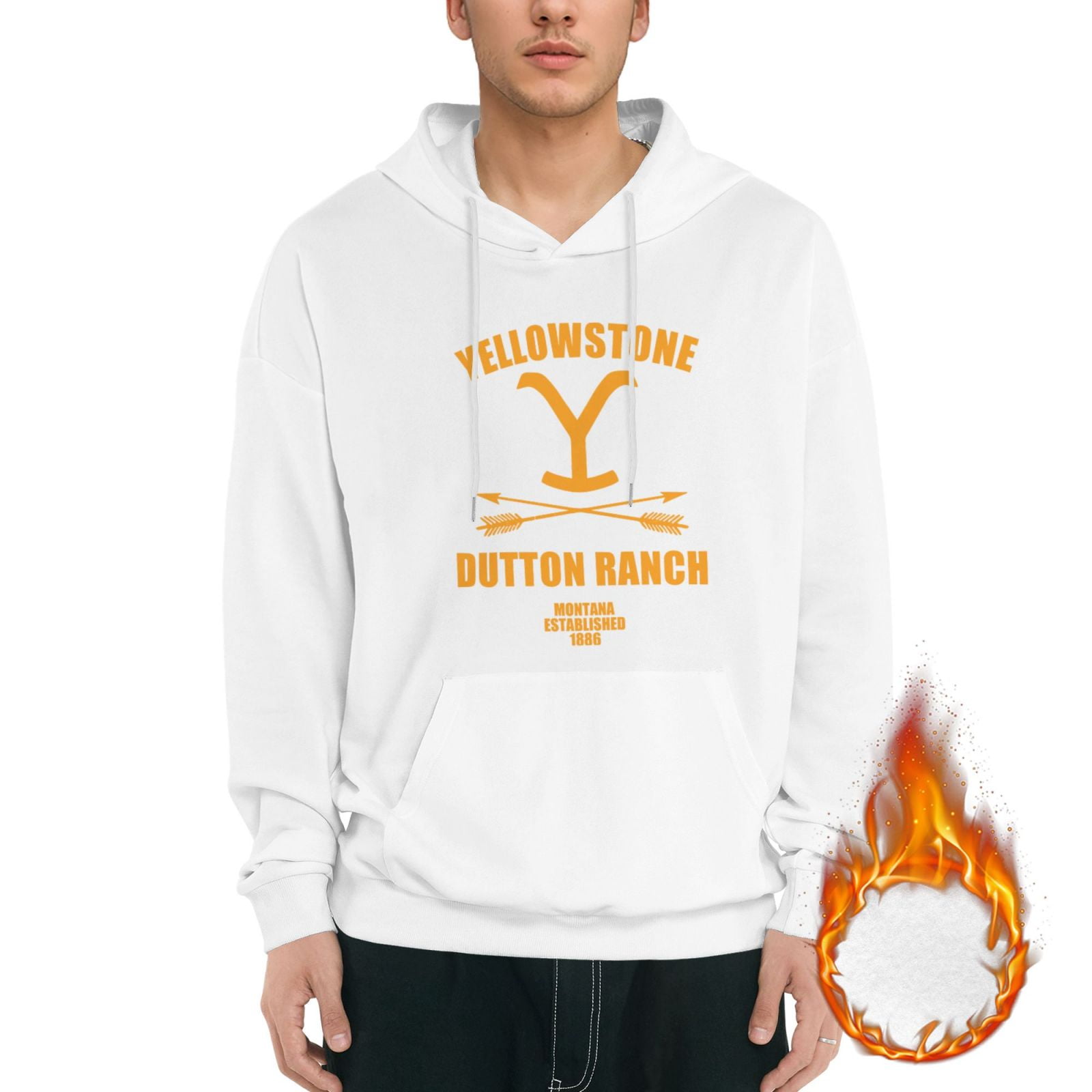 Dutton Ranch Men's Casual Fleece Sherpa Lined Hoodie Winter Warm