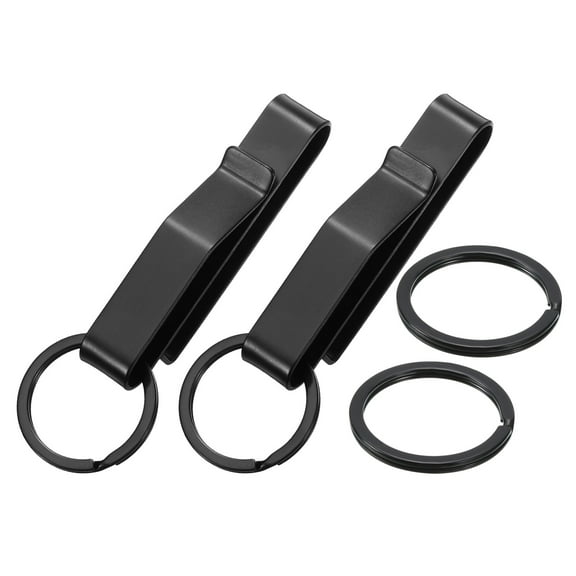 Duty Belt Keychain, 2Pcs - Stainless Steel Keys Clip, Quick Release Keys Ring Holder with 4 Keyrings (74 x 13mm)