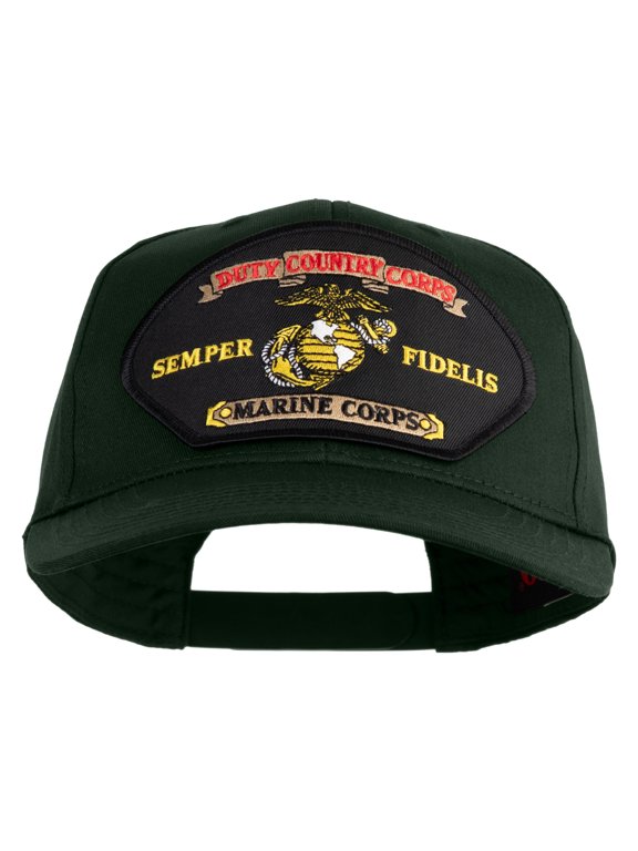 Duty Country Corps Semper Fidelis Patched Solid Cotton Twill Pro Style Cap - Dark Green OSFM