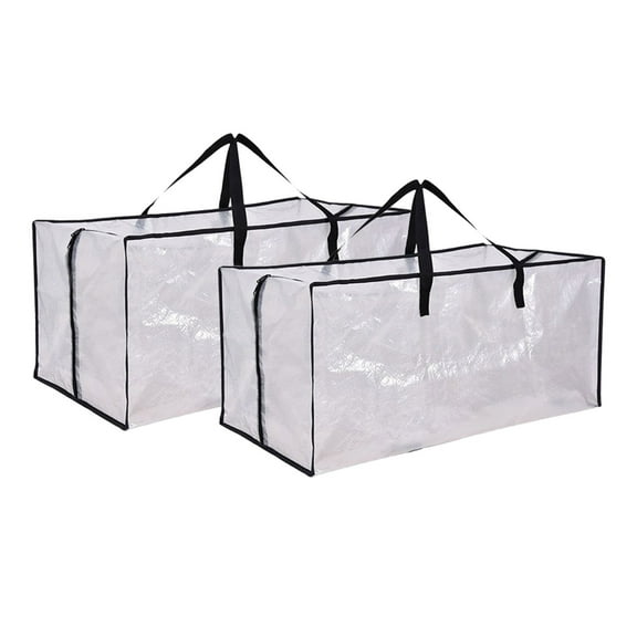 Duty Extra Large Clear Moving Bags - with Backpack Straps, 50lbs Capacity - Woven Polypropylene, Foldable - for Moving, Storage, College Dorms