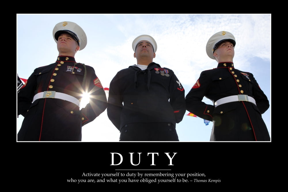 Duty Inspirational Quote and Motivational Poster Canvas Art - Stocktrek Images (34 x 23)