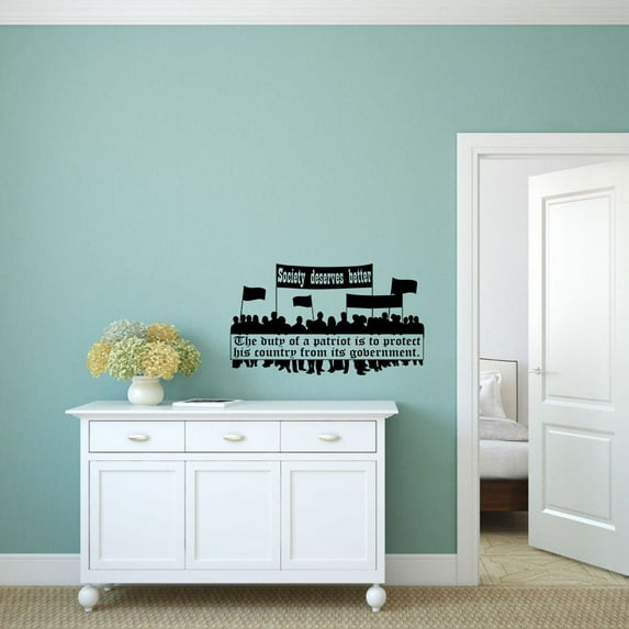 Duty of a Patriot Society Deserves Better Quote Wall Sticker Art Decal for Girls Boys Room Bedroom Nursery Kindergarten House Fun Home Decor Stickers Wall Art Vinyl Decoration Size (35x40 inch)