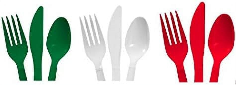 Duty Plastic Cutlery Christmas Holiday Cutlery - 48 Spoons, 48 Forks ...