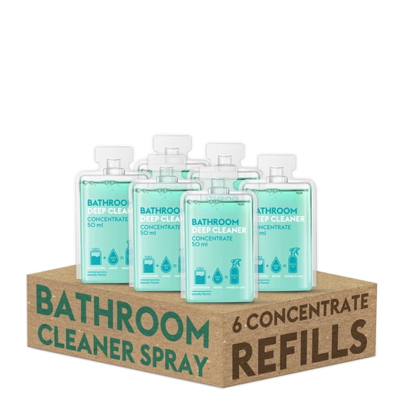 DutyBox Bathroom 6 Refill Packs - Cleaner Refill Pack, Cleaning Supplies for Bathtub, Shower, Toilet, Faucet, Tile Floor, Refill Packs for Spray Bottle Solution