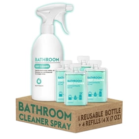DutyBox Bathroom - Bathroom Cleaner Spray - Rust, Salt and Lime Scale Remover - 1 Reusable Pump Dispenser Bottle and 4 Concentrate Capsules (4 x 17 oz) &ndash; Lemon Scent