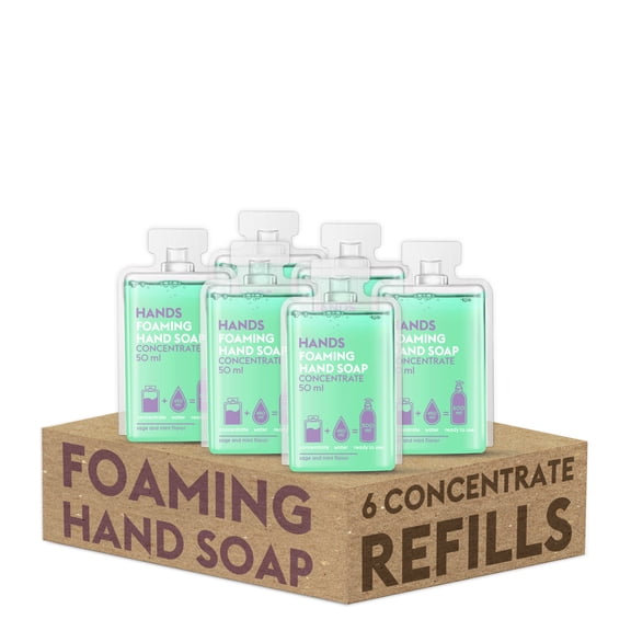DutyBox Hands 6 Refill Packs - Foaming Hand Soap, Scented Gentle Moisturizing Hand Wash. Simple to Use, Easy and Efficient. Raspberry