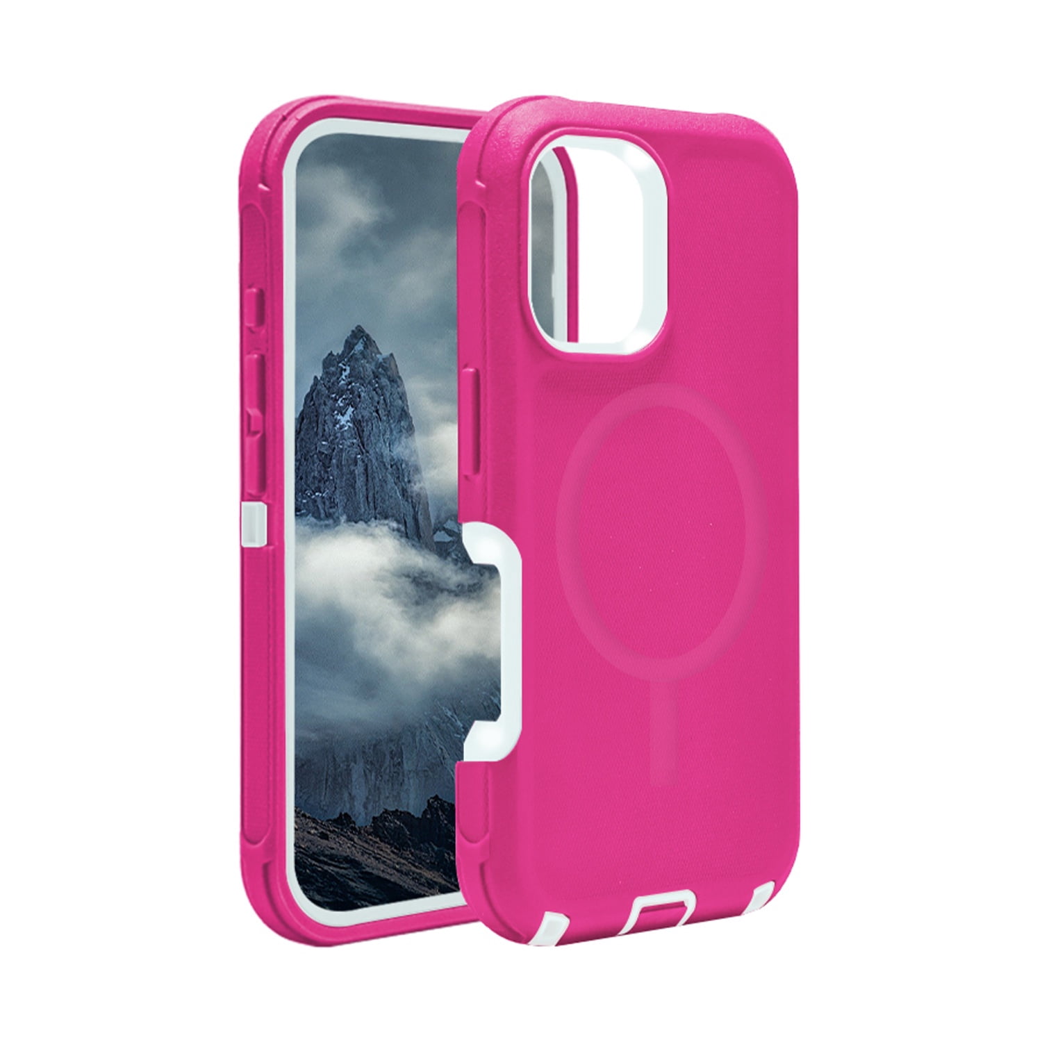 Duual Pro Impact-Resistant MagSafe Case for iPhone 17 Pro - Pink & White